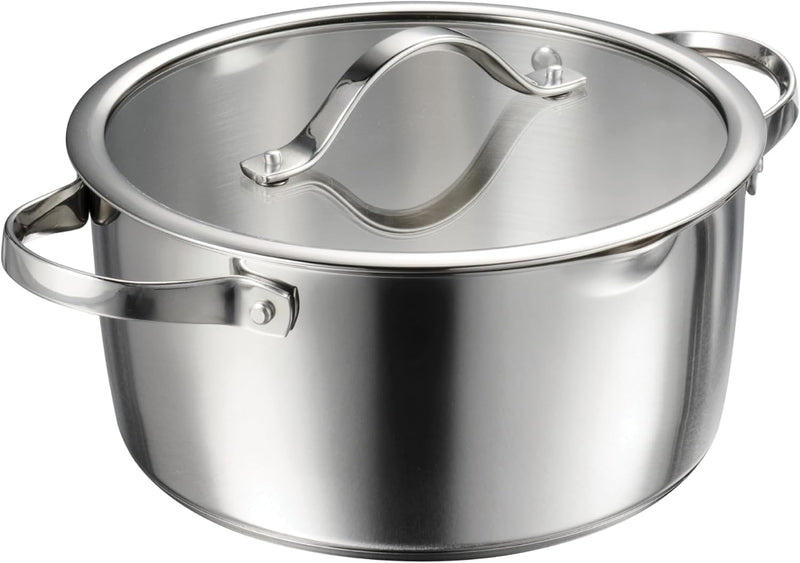 Tramontina Since 1911, 9-Piece Tempo Tri-Ply Base Stainless Steel Cookware Set with Glass Lids, Pots and Pans Kitchen Set, Induction-Ready, Oven-Safe, Dishwasher-Safe 37240028