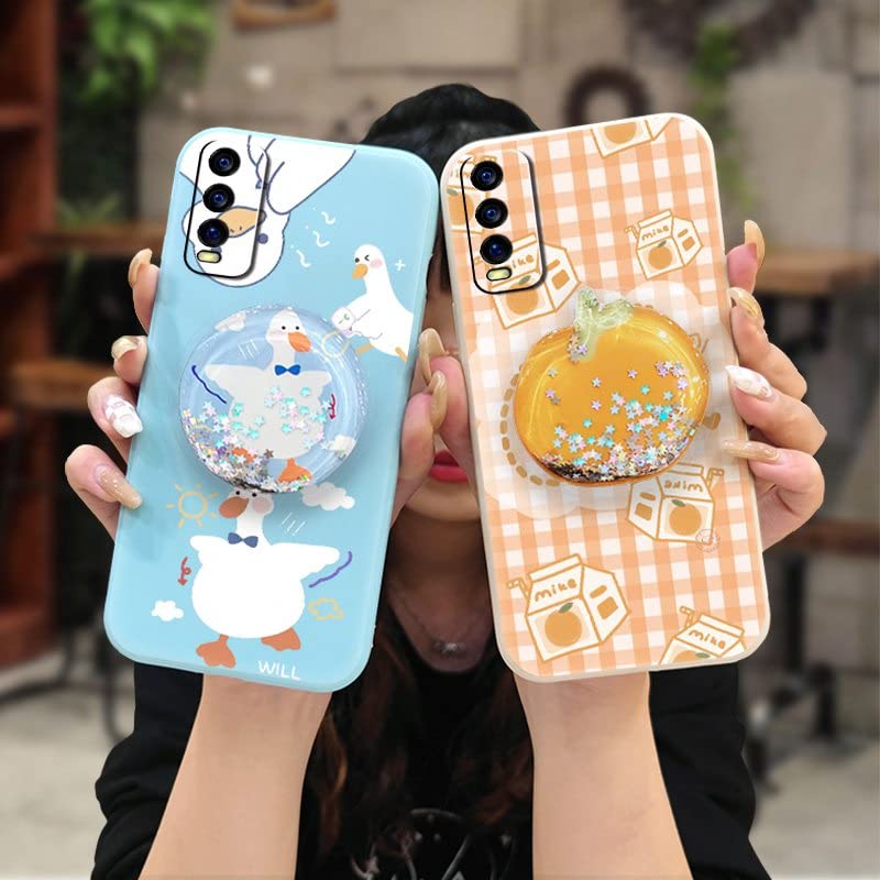 Lulumi-Phone Case For VIVO Y20/Y20i/Y20s/Y30 Standard Edition, Durable quicksand cute Back Cover Kickstand TPU colorful phone case Cartoon protective mobile case Rotatable stand
