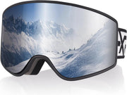 EXP VISION Ski Goggles, Over Glasses Snow Goggles Anti Fog Snowboard Goggles for Men, Women Youth(Adult Ski Goggles-Silver) - 17 x 10 cm Adult Ski Goggles-silver
