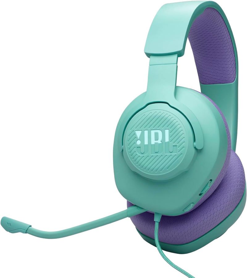 JBL Quantum 100 Wired Over-Ear Gaming Headset with a Detachable Voice-Focus Boom Mic, QuantumSOUND Signature, Lightweight Headband, Memory Foam Ear Cushion, PC and Gaming Console Compatible - Black - Cyan Quantum 100 M2