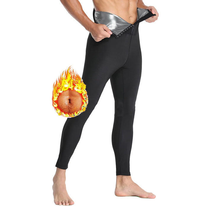 Men's sauna sports shorts, high-waisted tights, thermal shaping pants, slimming training pants