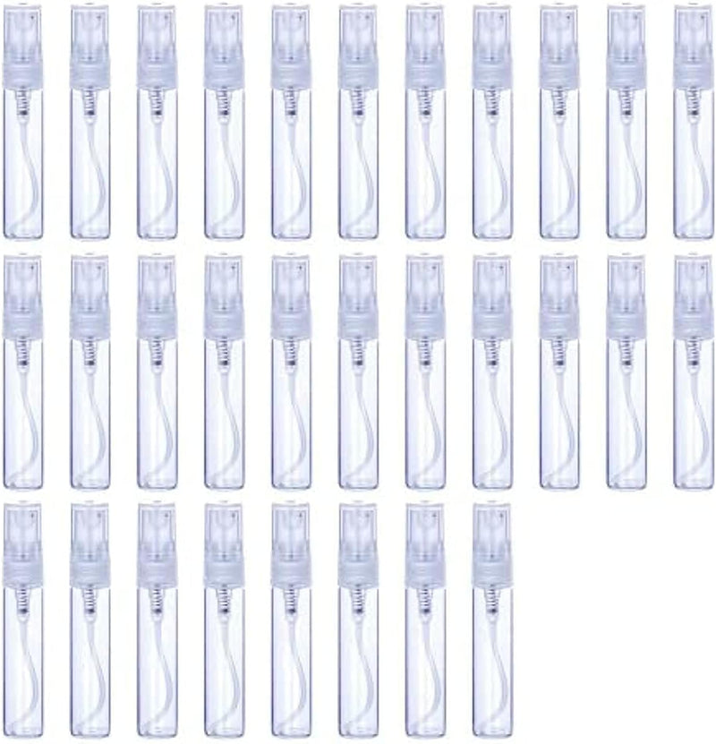 30Pcs 5ml Portable Mini Refillable Clear Glass Empty Sprayer Perfume Bottles Cosmetic Atomizers Spray Bottle Container for Travel Party Must Makeup Tool (30Pcs 5ml Glass Perfume Bottles)