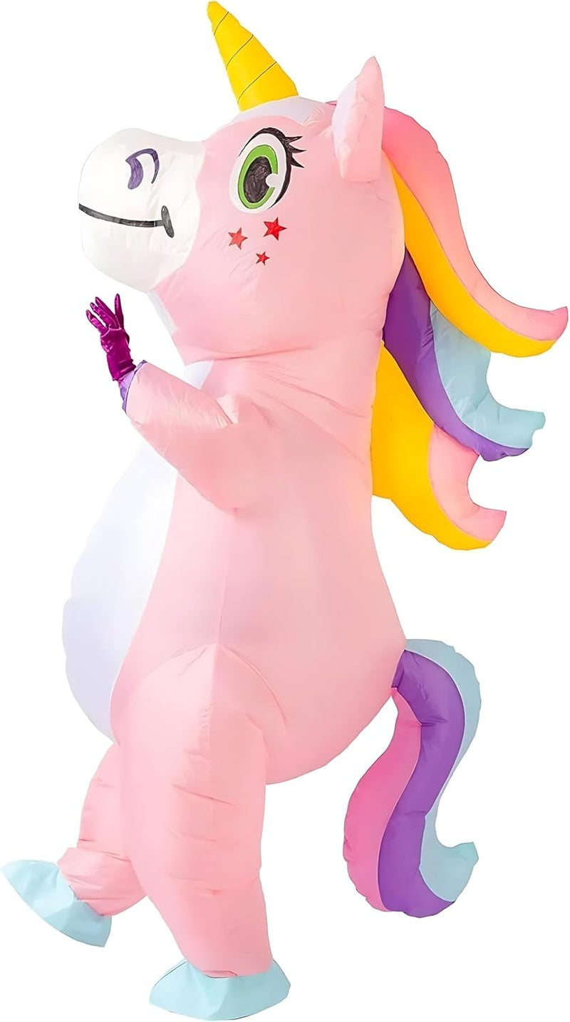 AM ANNA Kids Inflatable Unicorn Costume Set for Girls Boys, Ages 4-6 Years (80-130 cm), Rainbow Colour Halloween Costume Kid Funny Blow up Costume for Party Cosplay Supplies - Kids 90-130CM