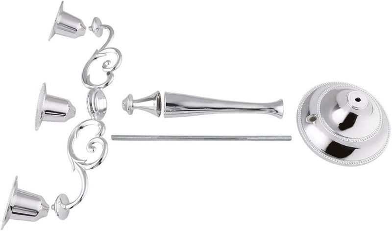 Juicemoo 3 Stands Candle Holder, Optional Colors 3 Arms Candlestick, Metal Beautiful for Home Bedroom(Silver)