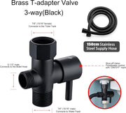 KWSLIN Handheld Bidet Toilet Sprayer Set, Washroom Washing Tool with 1.5meter Stainless Steel Hose, Support Wall or Toilet Mount, Suit for Pet Shower Cleaning Bathroom Floors Carpets, Black