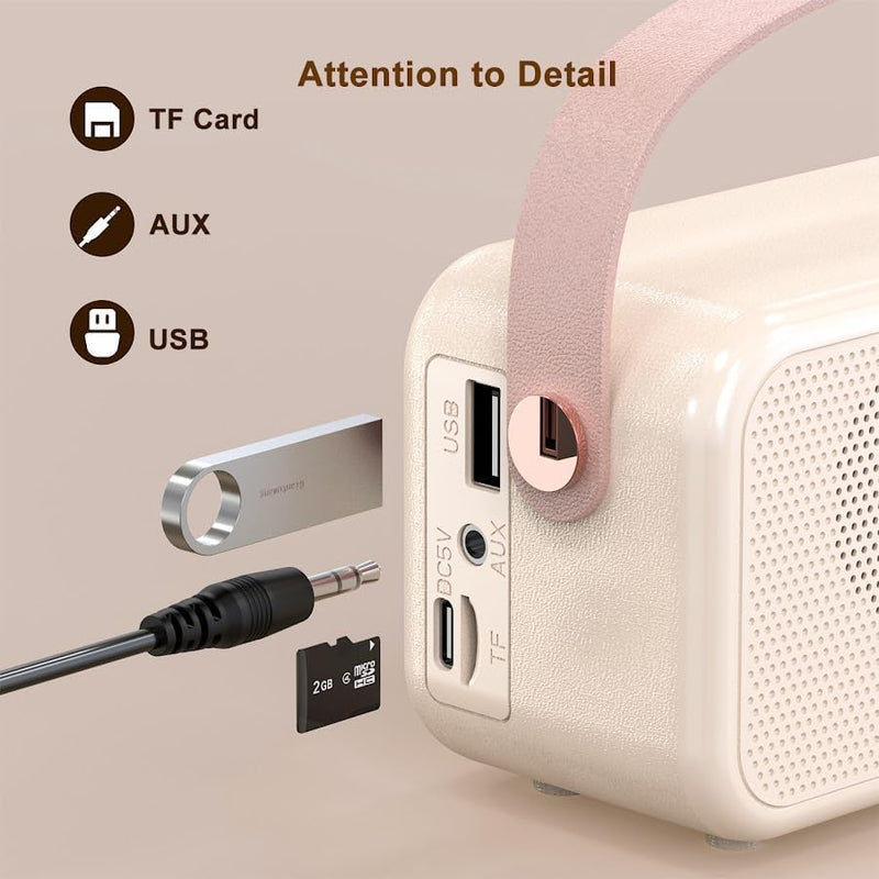 OBABO [Upgrade] Retro Bluetooth Speaker, Wireless Vintage Small Speaker with Stereo Sound,Hands-Free Call, Alarm Clock,TF Card, Water-Proof for iOS Android Smartphone Home Office Home Outdoor (Pink)