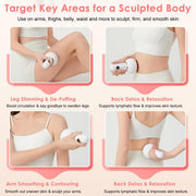 HANNEA Lymphatic Drainage Massager & Anti-Cellulite Tool for Legs, Arms, Belly Sculpting Machine with Microcurrent, Light, Heat, Vibration Reduces Stretch Marks Rechargeable White