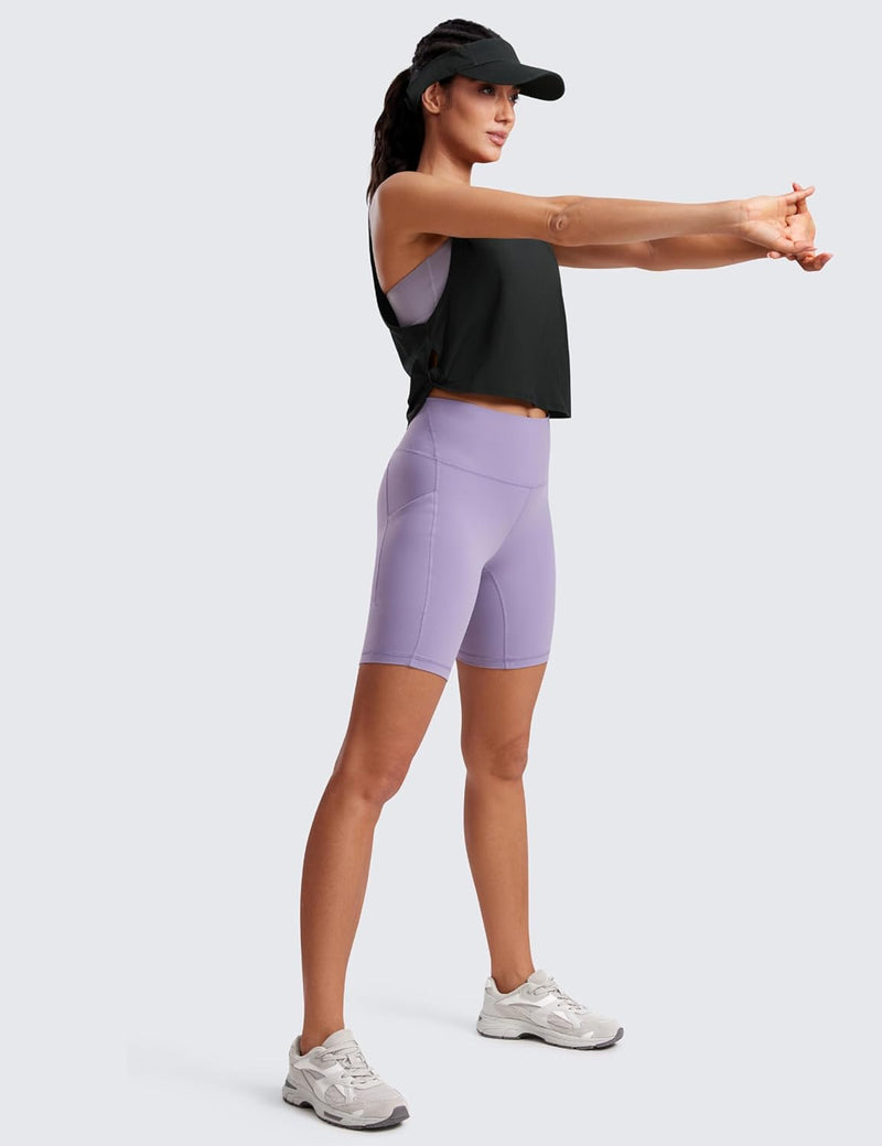 CRZ YOGA Women's Pima Cotton Workout Tank Crop Sports Shirt Sleeveless Yoga Running Tops