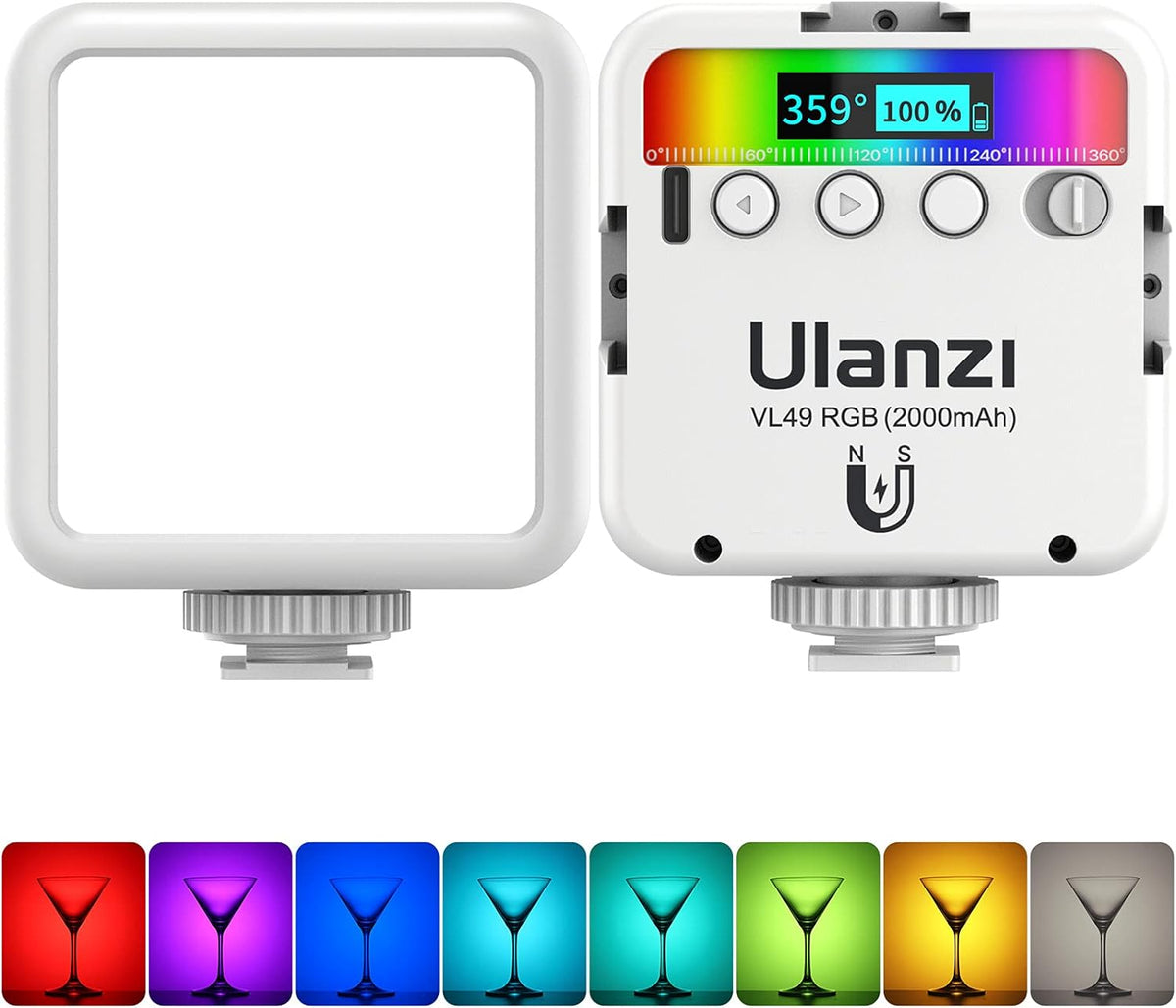 ULANZI VL49 2000mAh LED Video Light w 3 Cold Shoe, Rechargeable Soft Light Panel, Portable Photography Lighting for DJI OSMO Sony DSLR Canon Camera GoPro Vlogging – image 3