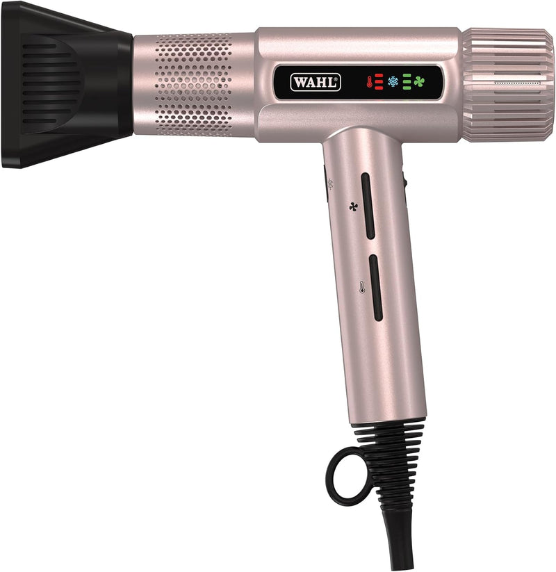 Wahl Vanquish Hair Dryer, Lightweight, LED Display, Quiet, Professional 3 Attachments, Powerful, Cool Drying, 3 Speed-Settings, Auto-Clean, Even Drying, Quick Dry