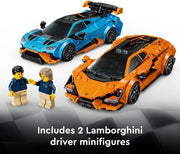 Speed Champions Lamborghini Revuelto & Huracán STO - Toy Race Cars Model Kit incl. 2 Driver Minifigures - Birthday Gift for 10+ Year Old Boys - 77238