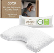 Coop Home Goods - Premium Adjustable Loft - Shredded Hypoallergenic Certipur Memory Foam Pillow with Washable Removable Cover - 20 x 30 - Queen Size - gold, Cut-out White Queen