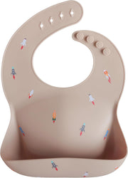 Silicone Bib Pale Mauve - Rocket Ship