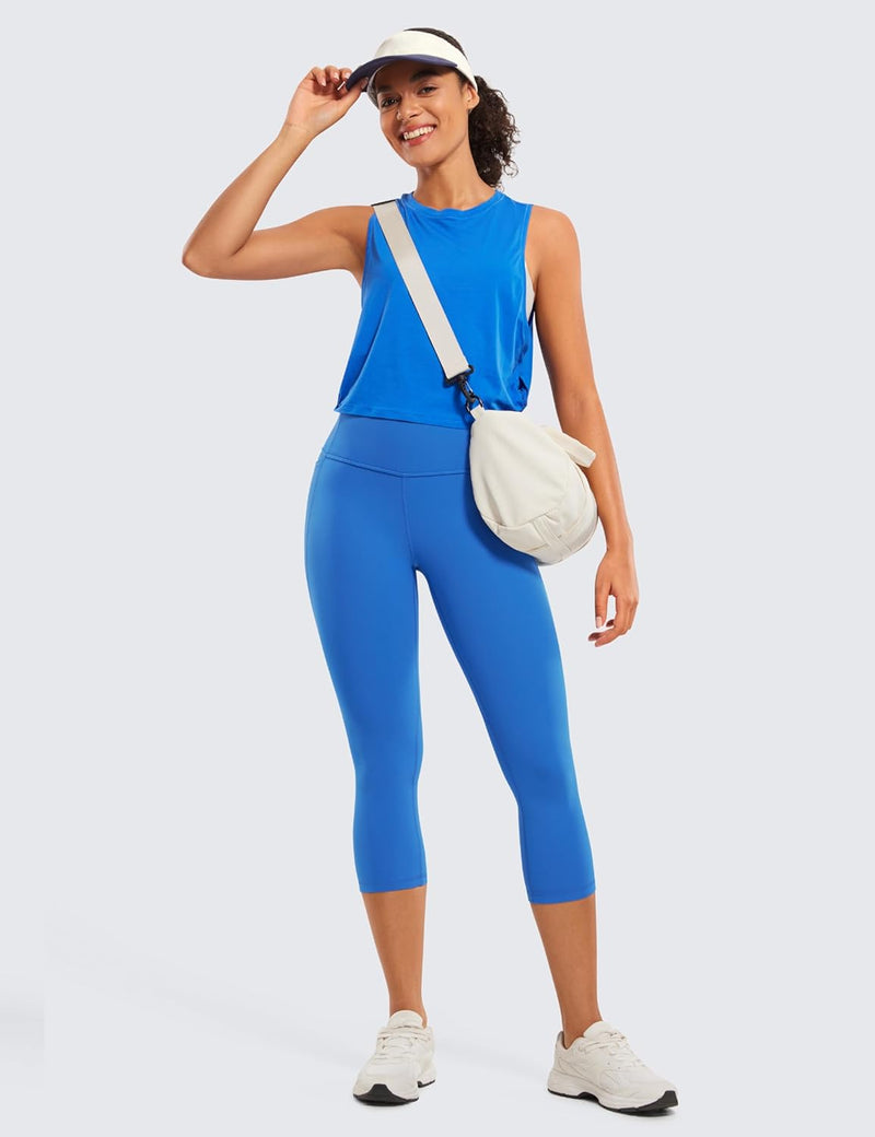 CRZ YOGA Womens Butterluxe Workout Capri Leggings with Pockets 21 Inches - High Waisted Gym Athletic Crop Yoga