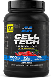 MuscleTech Platinum Creatine Monohydrate Powder Pure Micronized Muscle Recovery + Builder for Men & Women Workout Supplements Unflavored 400 grams 80 servings - Fruit Punch 3 Lbs