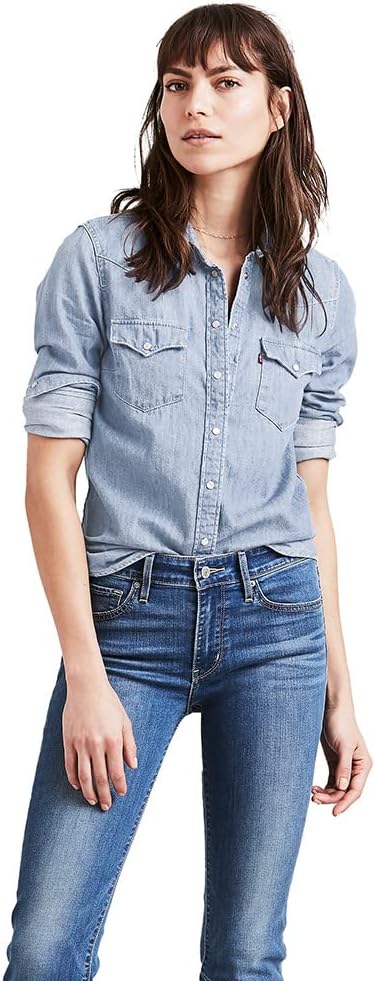 Womens The Ultimate Western Shirt - Light Indigo - Worn In