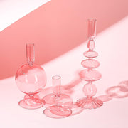 Rtteri 3 Pcs Glass Candlestick Holders Glass Taper Candle Holders Groovy Candlestick Wavy Glass Candlestick Holders Elegant Glass Candlestick Glass Vases for Home Party Centerpiece (Green)