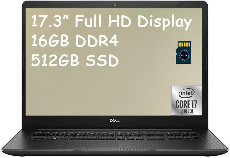 2021 Dell Inspiron 17 3000 3793 Premium Business Laptop I 17.3 inch Full HD Display I 10th Gen Intel Quad-Core i7-1065G7 I 16GB DDR4 512GB SSD I WiFi HDMI Win 10 (Renewed)