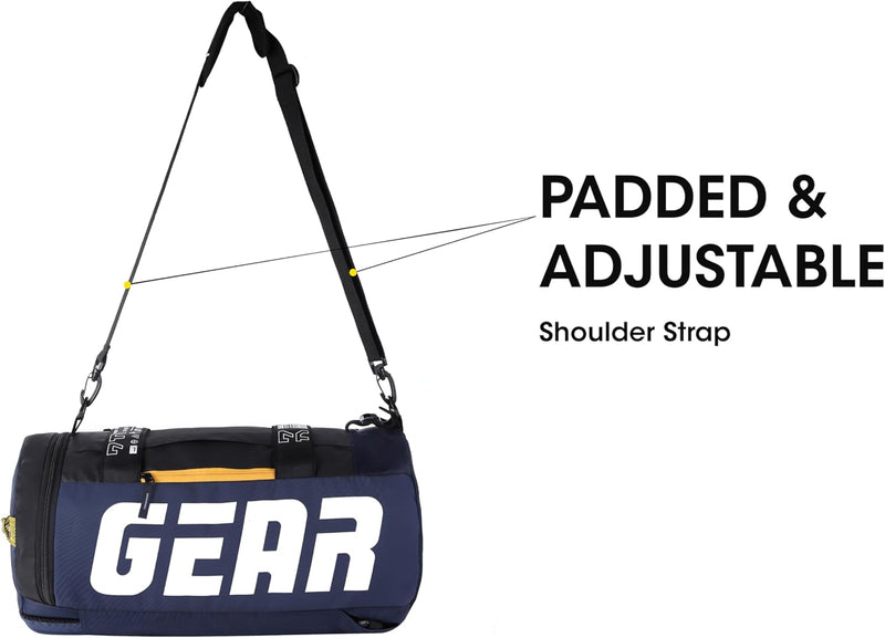 Statement Maxis 34L Large Hybrid Convertible Duffle Backpack/Travel Duffle Bag/Sports Duffle/Gym Bag for Men/Women (Blue-Yellow)