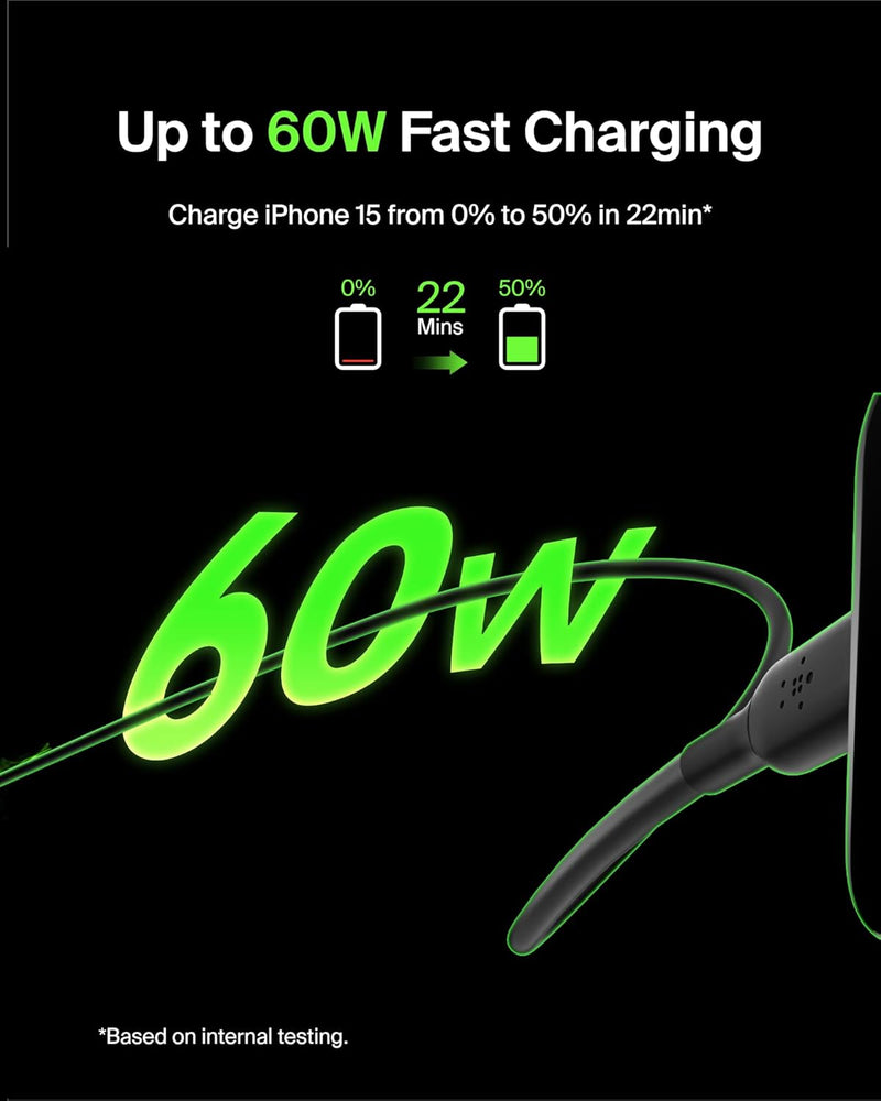 Belkin BoostCharge USB-C to USB-C fast charger cable, USB type C charger cable fast charging for iPhone 16, 15, Samsung Galaxy S24, S23, Pixel, iPad, MacBook, Nintendo Switch and more - 1m, Black