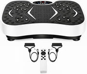 Vibration Plate Exercise Machine Whole Body Fitness Platform for Weight Loss, Recovery & Circulation Home Workout Trainer with LED Display & Remote 330lbs Capacity - White