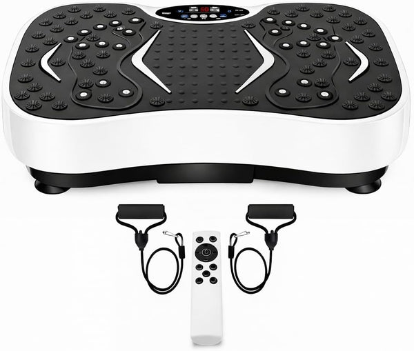 Vibration Plate Exercise Machine Whole Body Fitness Platform for Weight Loss, Recovery & Circulation Home Workout Trainer with LED Display & Remote 330lbs Capacity - White