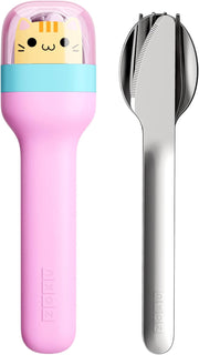 Kids Pocket Utensil Set, Kids Silverware Set Fork, Knife, and Spoon, Dino - Kitty