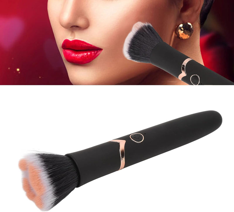 Coodiikaka Electric Makeup Brush, 10 Gears Vibration Massage makeup Brush, Works with Foundation, Concealer or Blush, Rechargeable Adjustable Loose Powder Brush (Black)