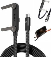 2 in 1 Invisible Stand Charger Cable, 240W Fast Charging Cable for Built-in Phone, 2M Braided Type C Cable with Foldable Stand for Smartphones/Tablets2M Long