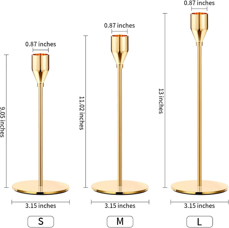 JINDUN Holders Gold Candle Stick Candle Holder Tall Taper Candle Holder for Home Decor, Wedding, Dinning, Party, Anniversary, Fits 3/4 Inch Thick Candle&Led Candles(Set of 6)