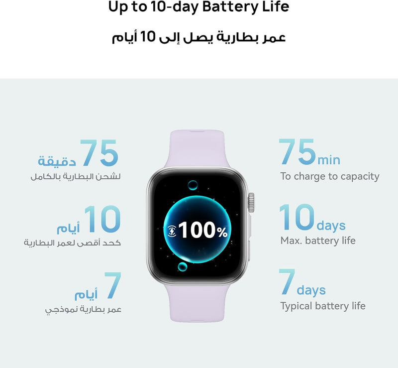 WATCH FIT4 SmartWatch, 1.82â Display, 100+ Sports modes, FitnessTracker, HeartRate Monitor, upto 10-Day Battery Life, iOS&Android, White, 3 months additional HuaweiCare+(Amazon Exclusive)