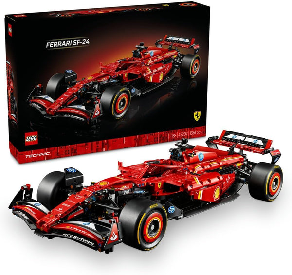 Technic Ferrari SF-24 F1 Car Model Kit - Collectible Formula 1 Set with 1:8 Scale V6 Engine, Gearbox, Steering & DRS - Gift Idea for Adult & Teenage Racing Fans - Holiday Treat - 42207