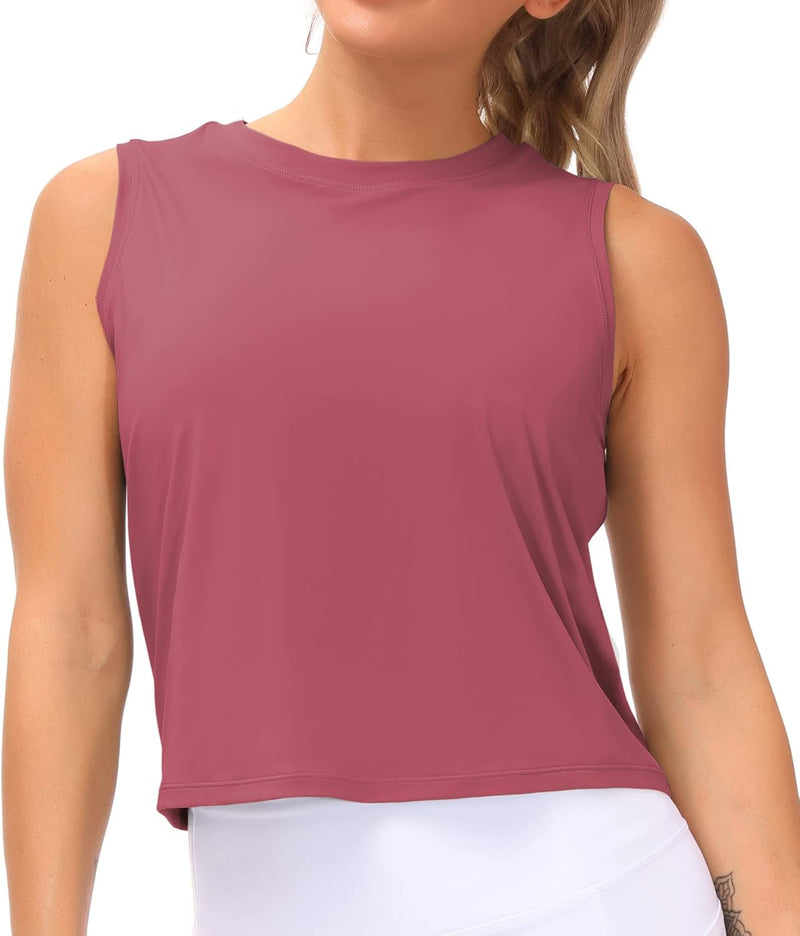THE GYM PEOPLE Ice Silk Workout Tops for Women Quick Dry Muscle Gym Running Shirts Sleeveles