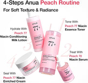 Peach 77 Niacin Essence Toner, Facial Toner for Glass Skin, Niacinamide, Panthenol, Ceramides, Korean Skin Care, Facial Toner for Glass Skin, 250ml/8.45 fl.oz.