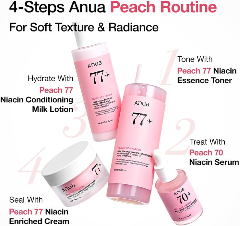 Peach 77 Niacin Essence Toner, Facial Toner for Glass Skin, Niacinamide, Panthenol, Ceramides, Korean Skin Care, Facial Toner for Glass Skin, 250ml/8.45 fl.oz.
