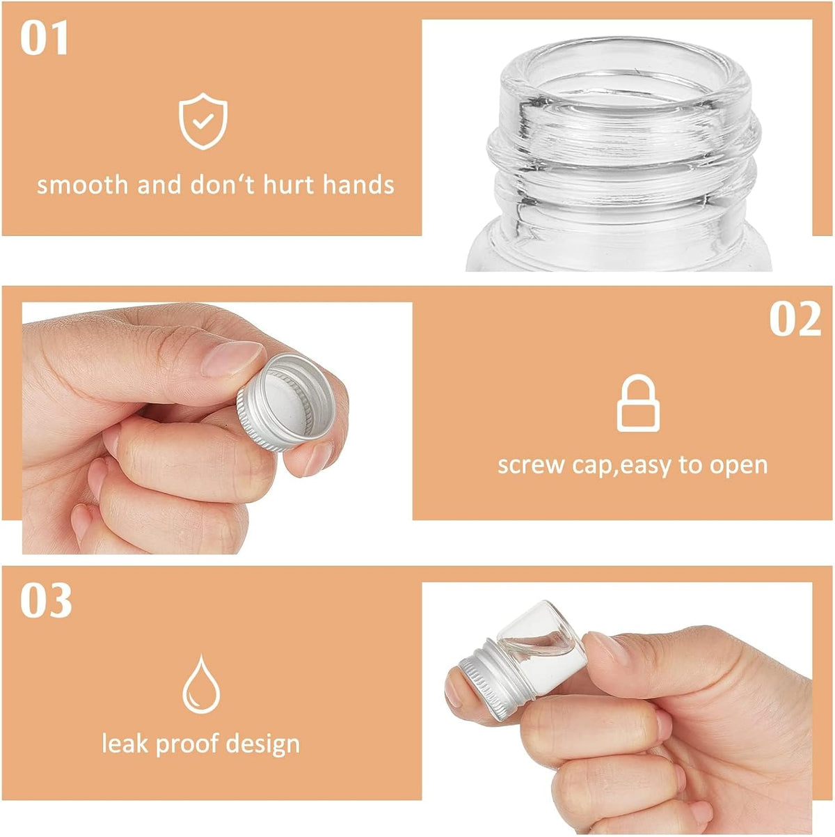 Nalacal 5 Ml Mini Glass Bottles, With Aluminum Cap Tiny Jars Small Vials Screw Caps Containers For Diy Craft Storage, Specimen Jars, Transparent And Reusable(50Pcs) – image 5