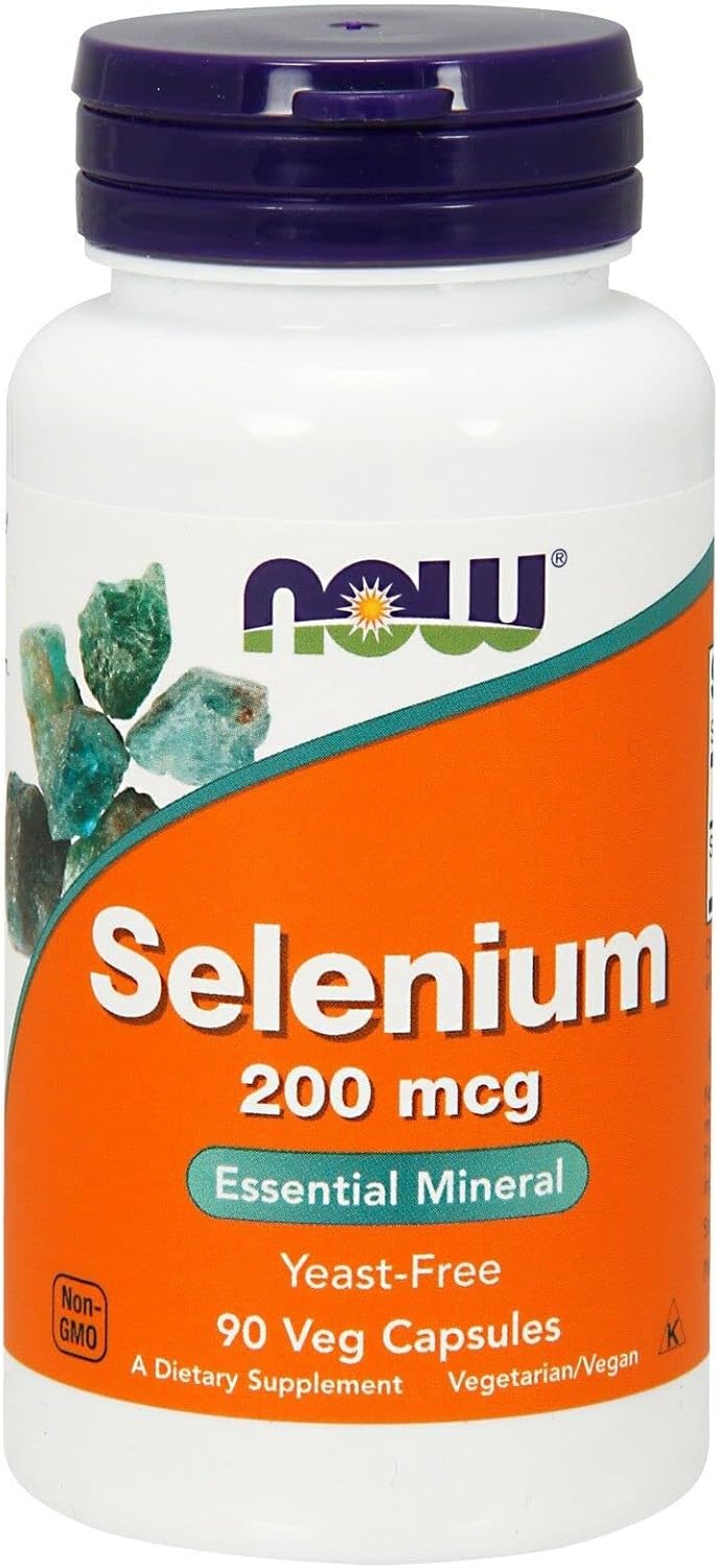 Now Foods Selenium 200mcg Yeast-Free Selenium Mineral for Antioxidant Protection & Immune System Support & Thyroid Health 90 Veg Capsules