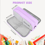 HASTHIP Large Capacity Pencil Case for Kids Girls Boys, 3 Compartments Pen Pouch Stationery Organizer Bag, Multi-Slot School Office Pencil Box for Teens Adults Women Men (Purple)