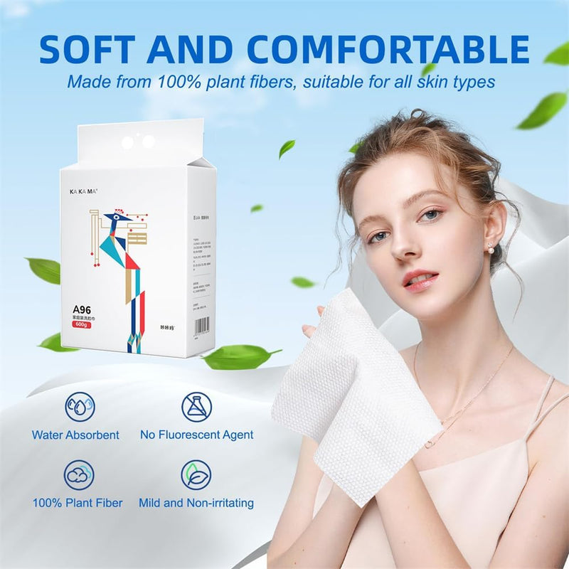 160 Count Disposable Face Towels, Ultra Soft & Thick Facial Wash Cloth for Sensitive Skin, Makeup Removal, Wet & Dry Use, Biodegradable Face Wipes for Skin Care and Cleansing, Comes with Hook