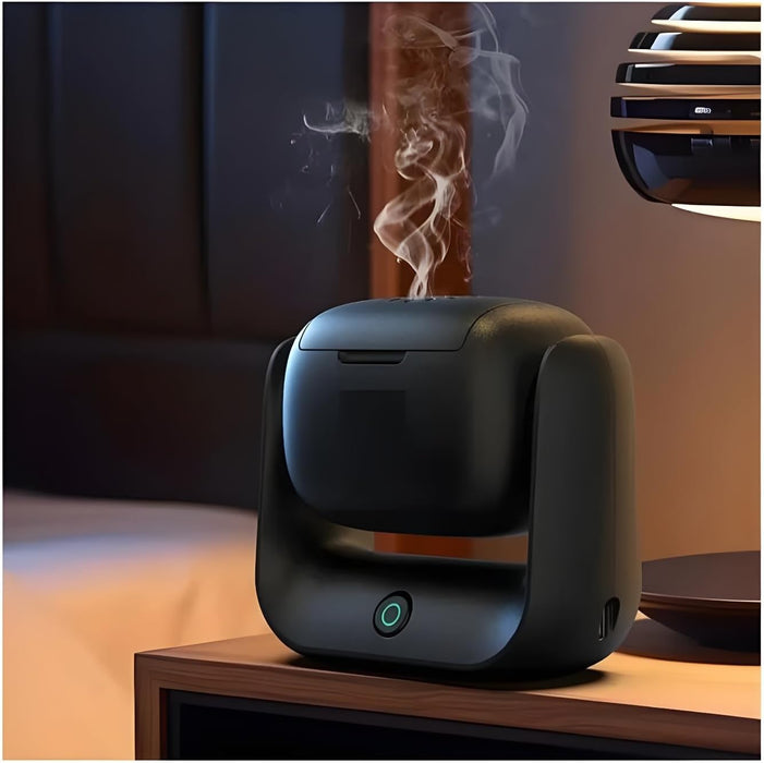 Smart Electric Bukhoor fragrance diffuser for Car and Home – Portable USB Rechargeable Oud Diffuser with Rotating Base – Flameless Incense Burner for Arabic Oud, Bakhoor, and Aromatherapy