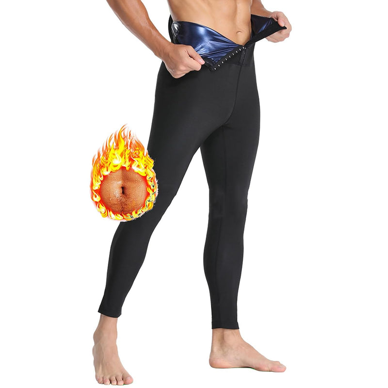 Men's Sauna Sweat Leggings, High Waist Tummy Control, Compression Slimming Pants