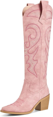 Platform Boots for Women, Heeled Combat Boots Chunky Heel Booties Round Toe Lace Up High Heel Ankle Boots - G-pink