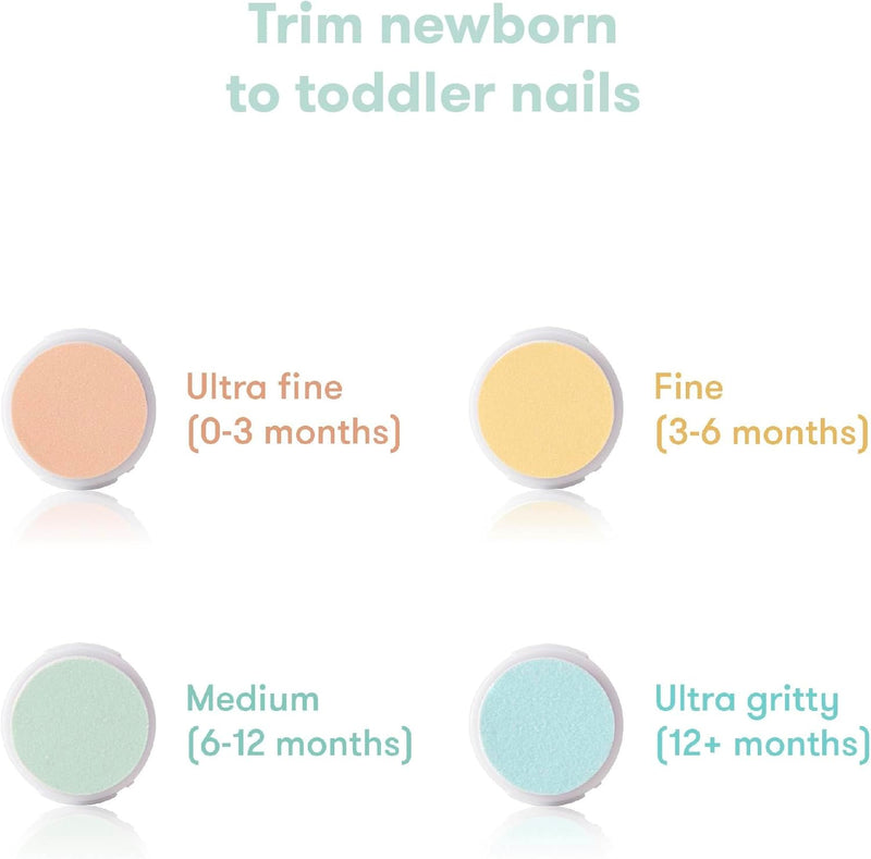 Frida Baby Electric Nail Buffer | Safe + Easy Baby Nail File, Baby Nail Clippers + Nail Trimmer Kit for Newborn, Toddler, or Children's Fingernails/Toenails, 4 Buffer Pads, LED Light, Storage Case