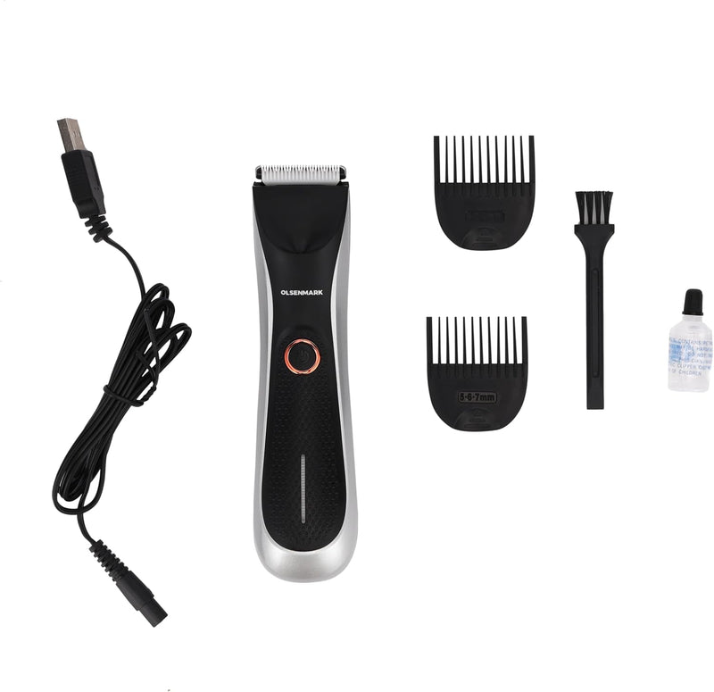 Olsenmark Hair Groomer and Trimmer- OMTR4105, Li-ion Battery and 60 min Working Time, Quick USB Charge, Detachable Blades and Waterproof, LED Indicator