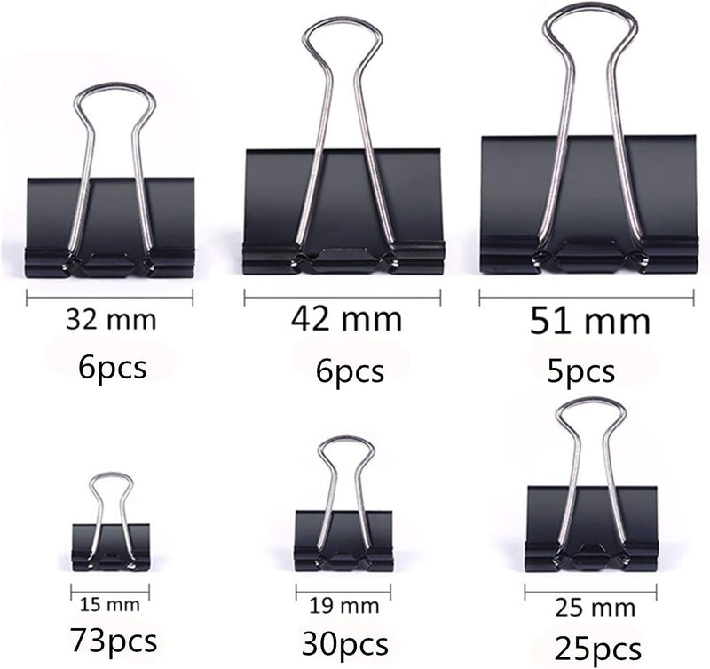 Binder Clips Kit 145Pcs Long Tail Clamp Set for Desk Organizer Accessories Binder Clips Office Stationery Supplies