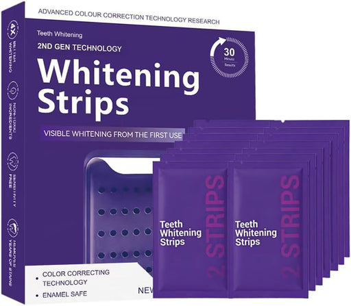 Purple Teeth Whitening Strips, 28Strips Gentle Daily Purple Whitening Strips for Surface Stain Reduction & Natural Shine, Portable Teeth Care Strips, Advanced Fast-Acting Teeth Whitening Strip