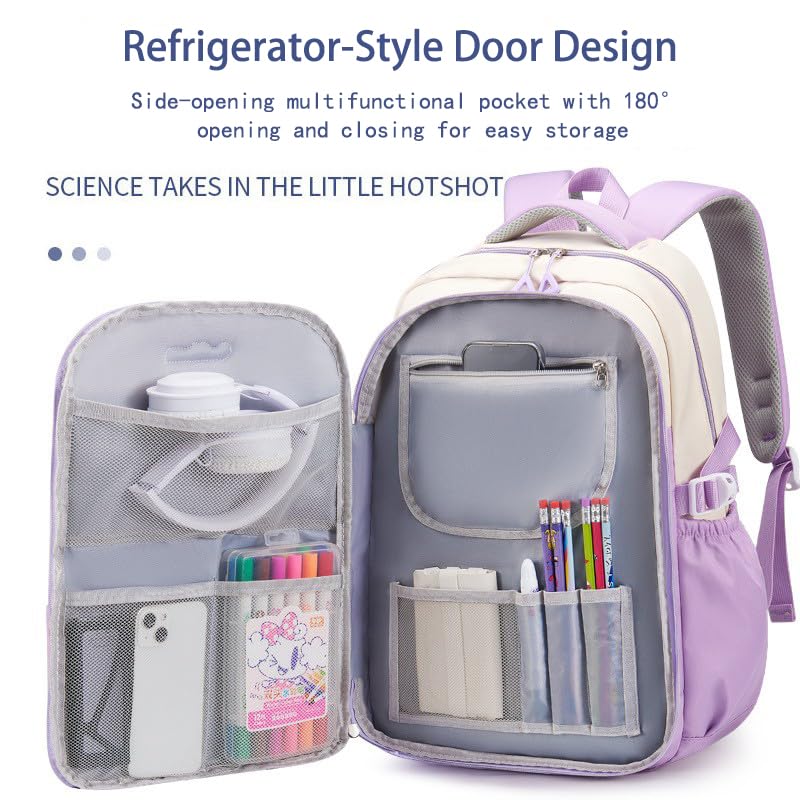 SKY VIEW Kids Backpack Girls And Boys Side-opening Refrigerator Lightweight Elementary Schoolbag Cute Cartoon Bear Large Capacity School Laptop Bookbags For Teens Students