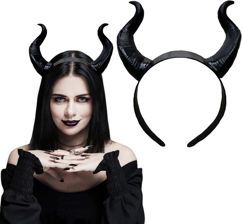 OYDAS Hooded Cloak Velvet Cape with Hood Halloween Capes Women Witch Costume Vampire Cloak Wizard Robe Men Cosplay Costume - Demon Horn