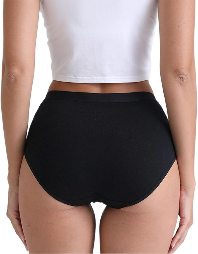 Dress Cici High Waisted Cotton Underwear for Women, Cotton Stretch Briefs for Ladies Full Coverage (6 Pieces)