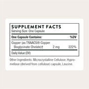 Copper Bisglycinate - Optimally Absorbed, Mineral Chelate Copper Supplement - Supports Bone, Blood Vessel, Heart, Nerve & Skin Health - Third-Party Certified - Gluten-Free - 60 Capsules